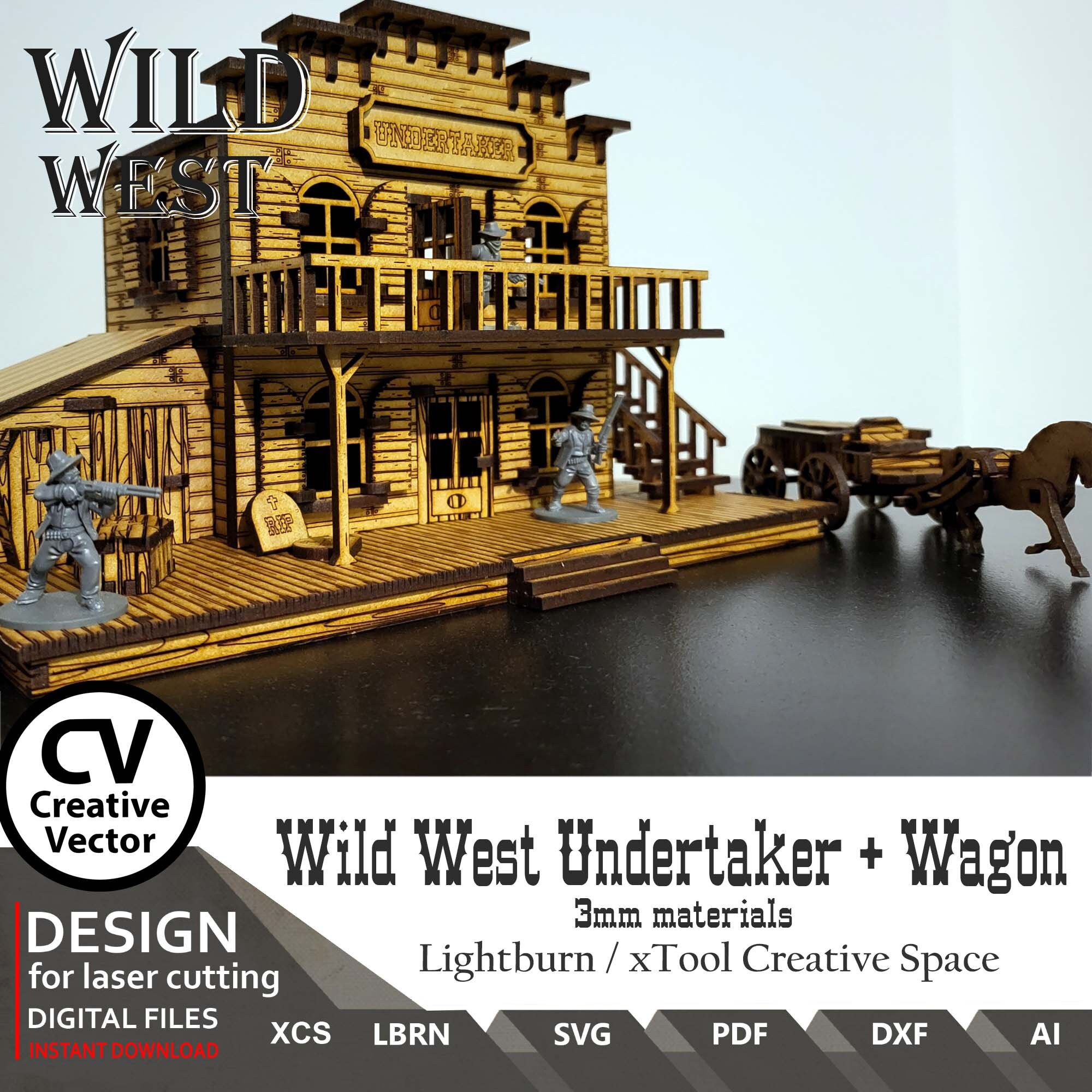 Wild West Undertaker & Wagon Files for Laser Cut: 28-34mm Scale ...