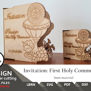 2 x Faire-part de première communion Projets, petit et grand | SVG | RLBRN | DXF | IA | Communion | faire-part | Coup de foudre | pour découpe laser