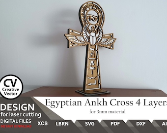 Egyptian Ankh Cross 4-Layer Files for laser cut  (SVG, DXF, LBRN)