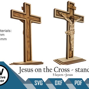 Jesus on Cross Files for laser cut : 5 Layer SVG DXF XCS Lightburn xTool