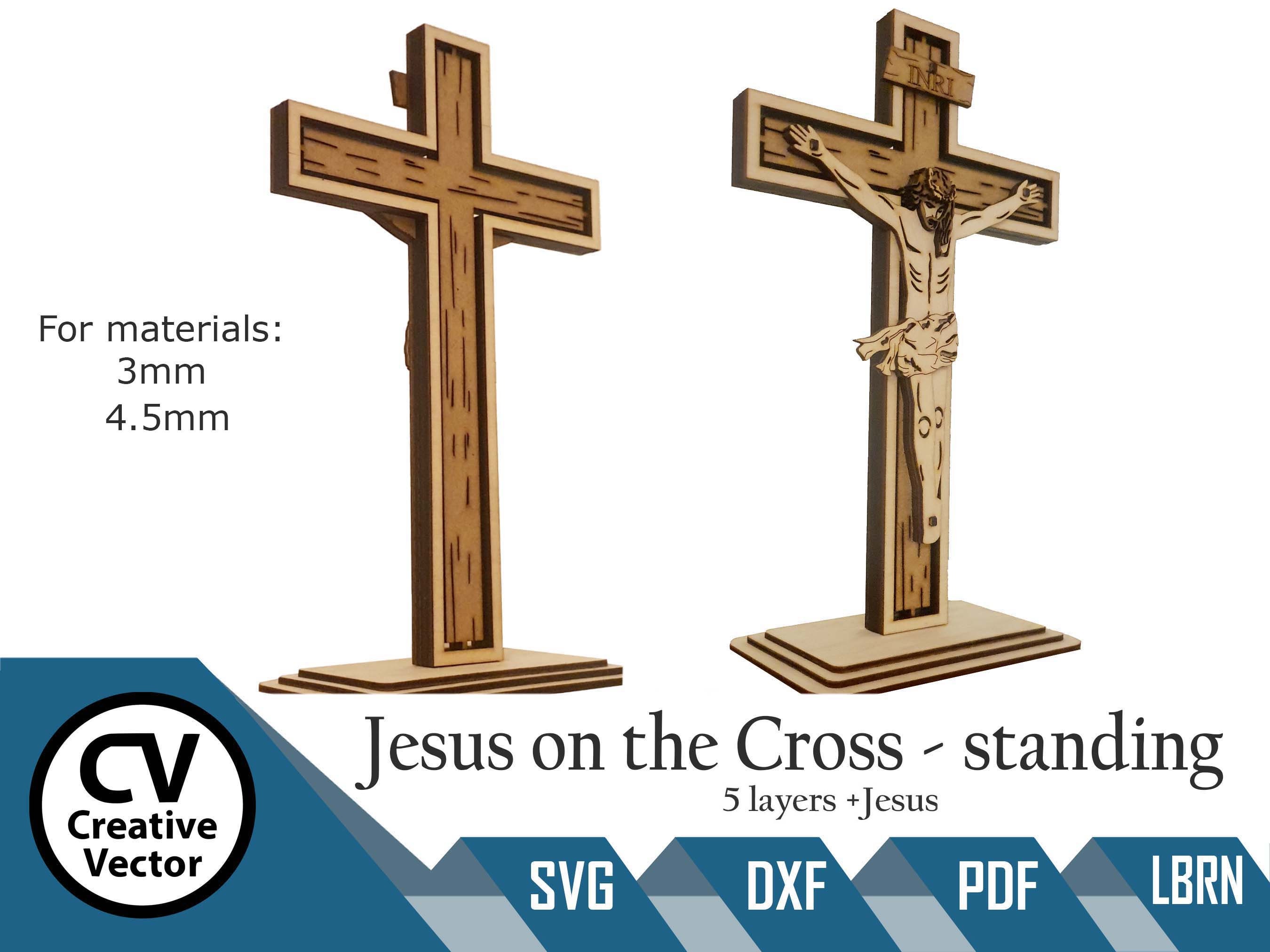 Jesus on Cross Files for Laser Cut : 5 Layer SVG DXF XCS Lightburn ...