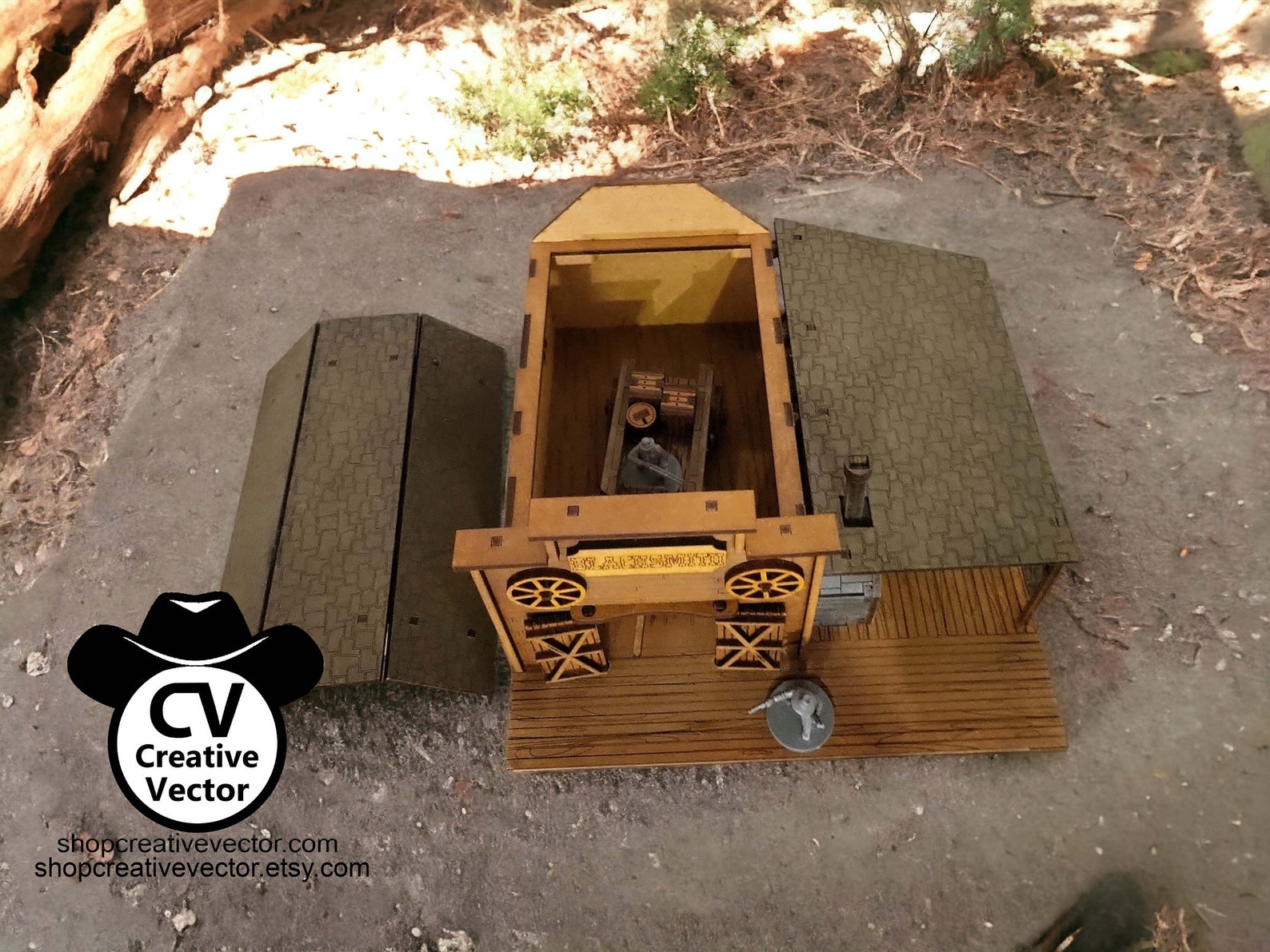 Wild West Blacksmith With Cargo Wagon SVG | XCS | Dxf | LBRN | Scale ...