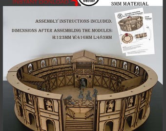 COLOSSEUM in scale 1/56 Files for laser cutting - svg dxf xcs Lbrn2 Lightburn xTool