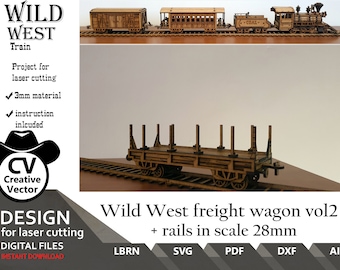 Wild West Freight Car vol 2 Files for laser cut  (28-34mm Scale)