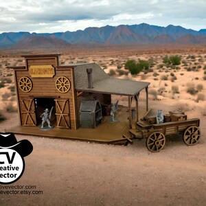 Wild West Blacksmith With Cargo Wagon SVG | XCS | Dxf | LBRN | Scale ...