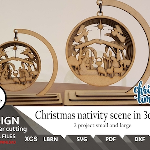 Christmas Nativity Scene in 3D Ball 7 layers  | SVG | XCS | PDF | Christmas Layer Ball 3D | Ball | Lightburn | Easy to laser cut | Christmas