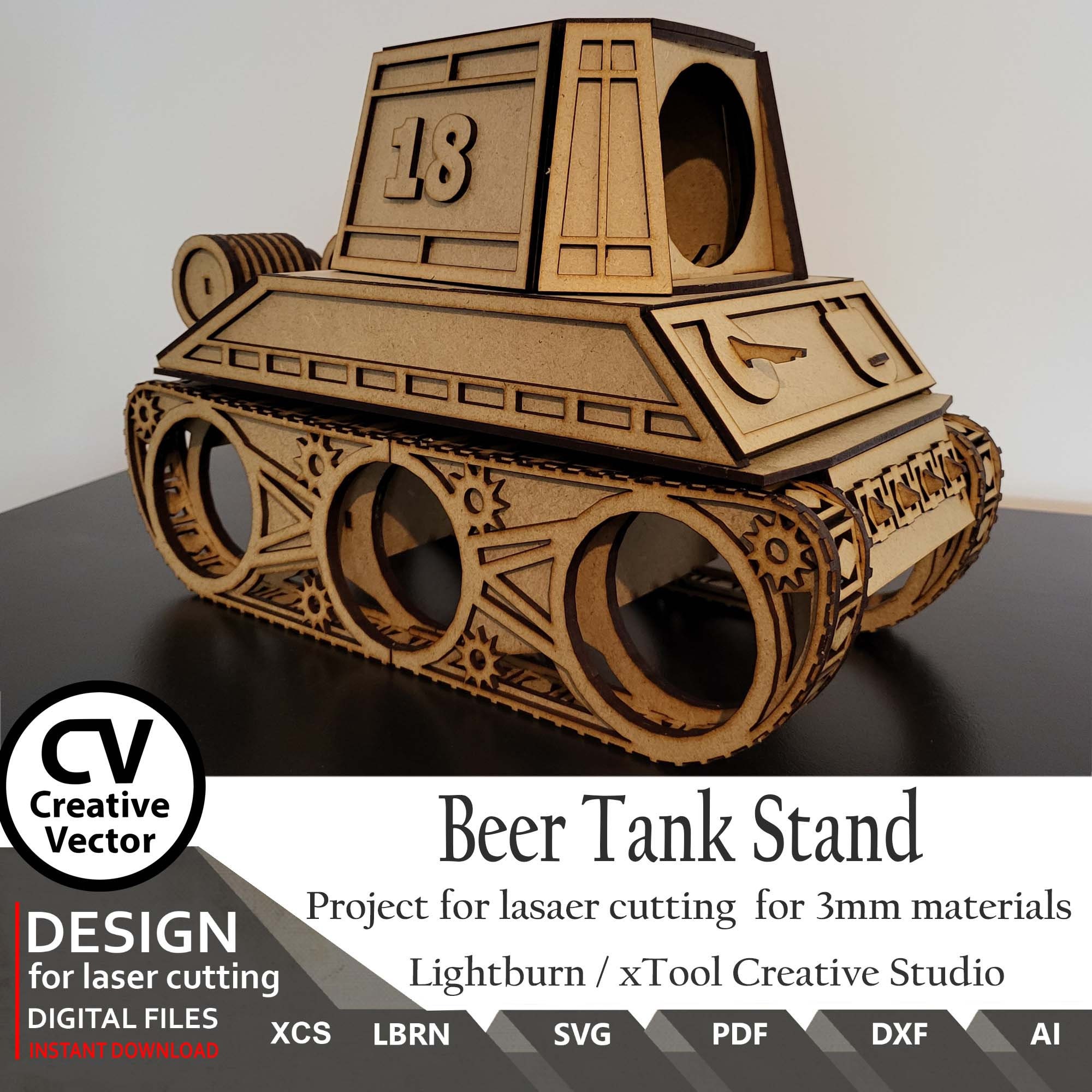 Files for Laser Cut Beer Tank Rack SVG: Beer Holder, Birthday Gift