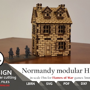 Normandy House Files for laser cut  15mm scale Wargaming Terrain (Digital Files)