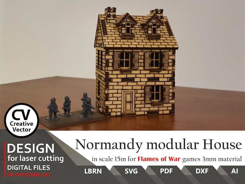 Laser Cut Files Normandy Modular House 15mm Wargaming Etsy