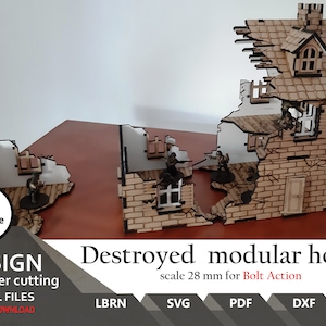 Files for laser cut Destroyed House: 28mm Wargaming Terrain (Digital Files)