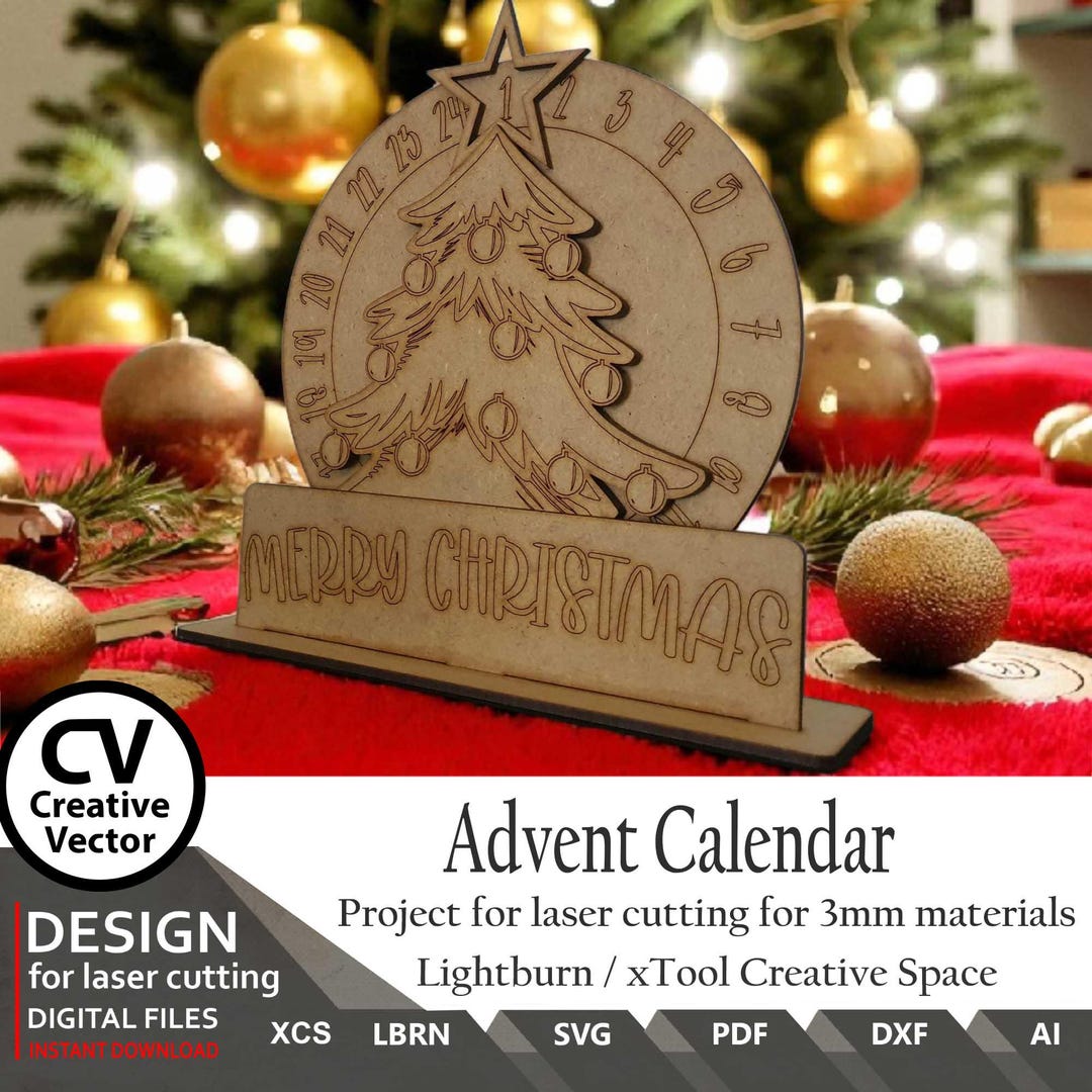 Files for Laser Cutting Christmas Advent Calendar SVG XCS DXF Ai Lbrn ...