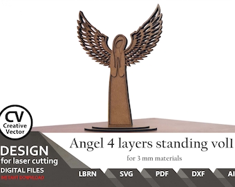 Files for laser cut  Angel: 4 Layer SVG File for Lightburn (Digital Download)