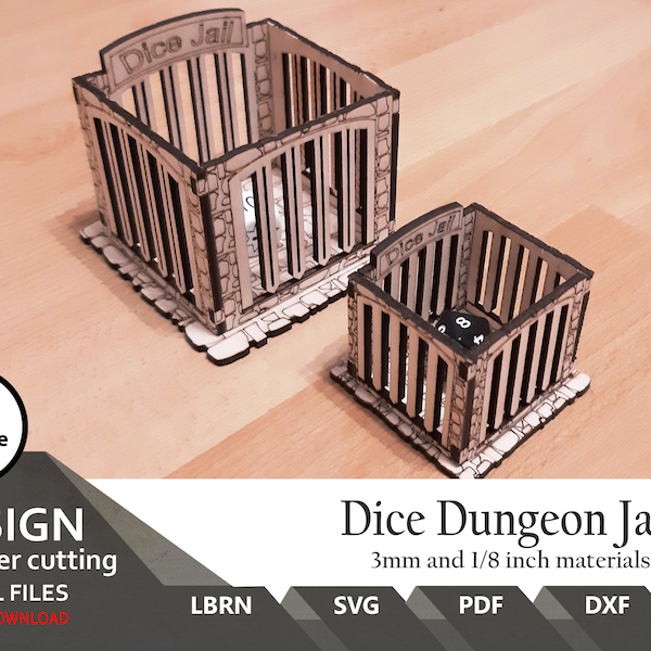 Dice Jail svg |Dungeon Jail svg | Games svg | SVG | DXF | Ai | Lightburn | Easy to laser cut | Art svg | Patterns svg  | Dice tower svg |