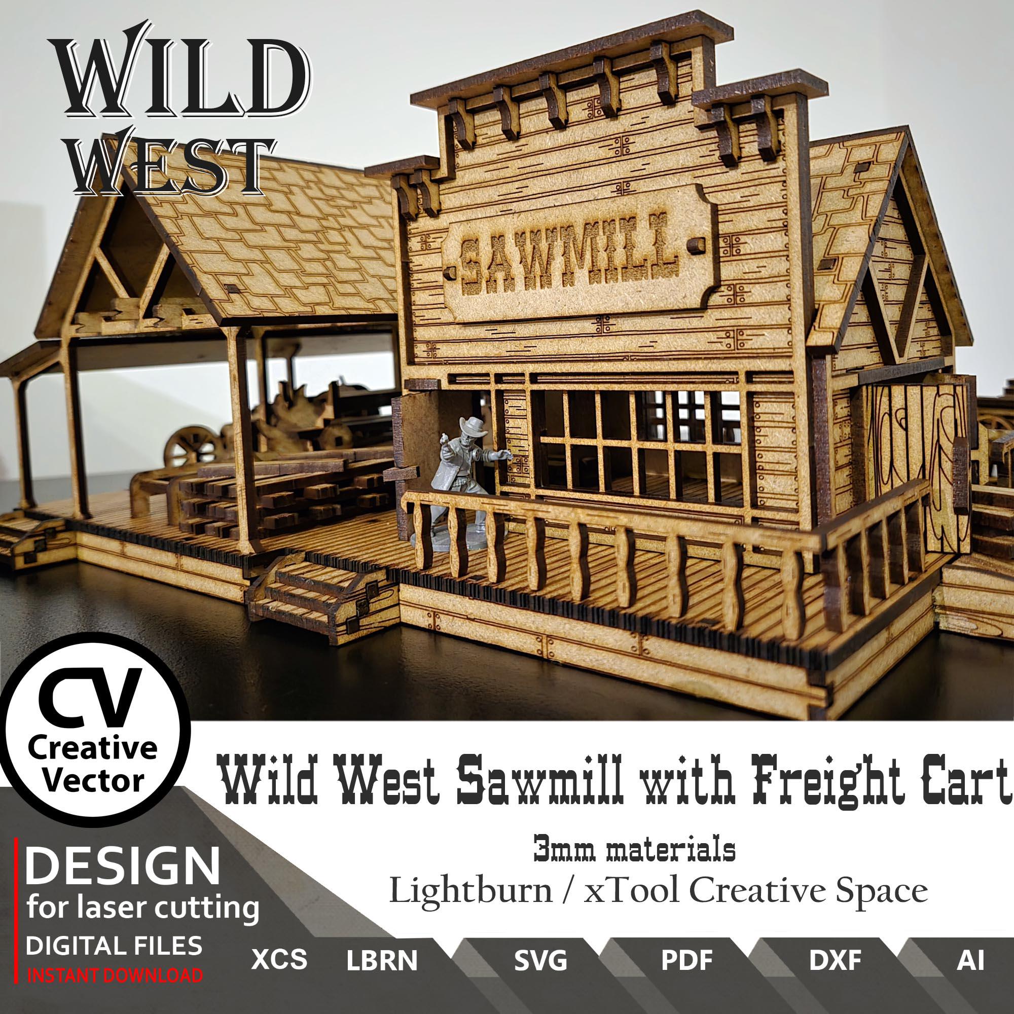 Wild West Sawmill With Freight Cart LASER FILES for Cutting | SVG | Xcs ...