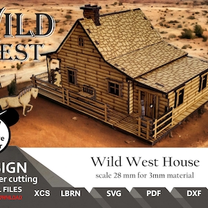Laserbestanden Wild West House SVG | dxf | LBRN | XCS | geschaald voor miniaturen van 28 mm tot 34 mm | schaal 1:56 Lightburn-laservijlen om te knippen