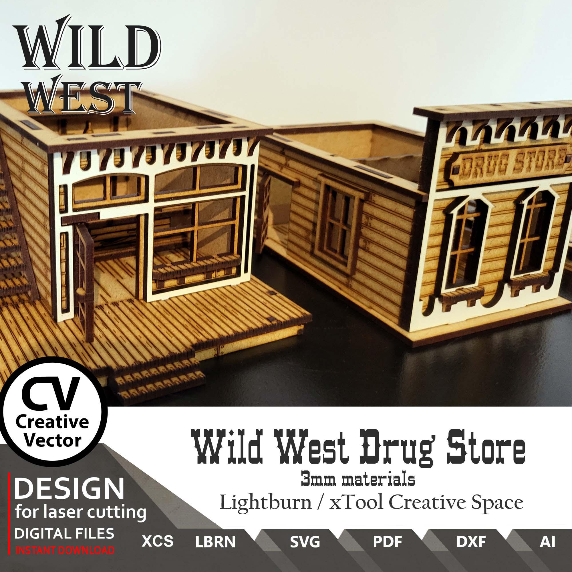 Wild West Drug Store FILES for Laser Cut SVG Dxf XCS Lightburn Xtool - Etsy