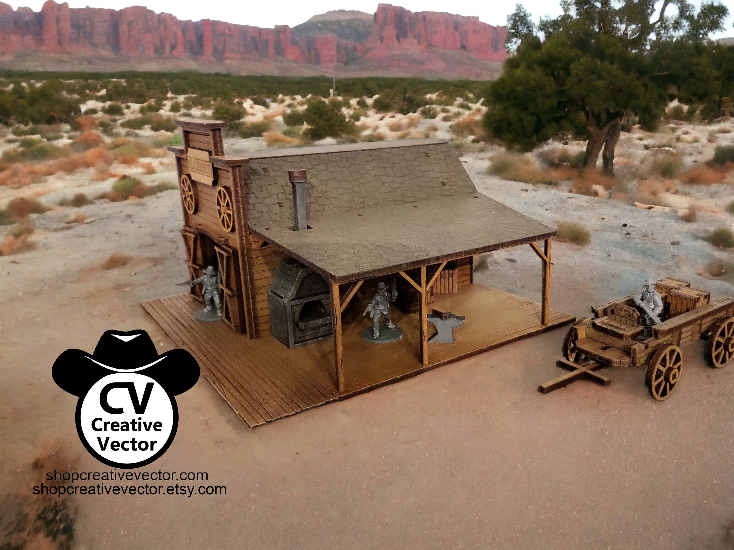 Wild West Blacksmith With Cargo Wagon SVG | XCS | Dxf | LBRN | Scale ...