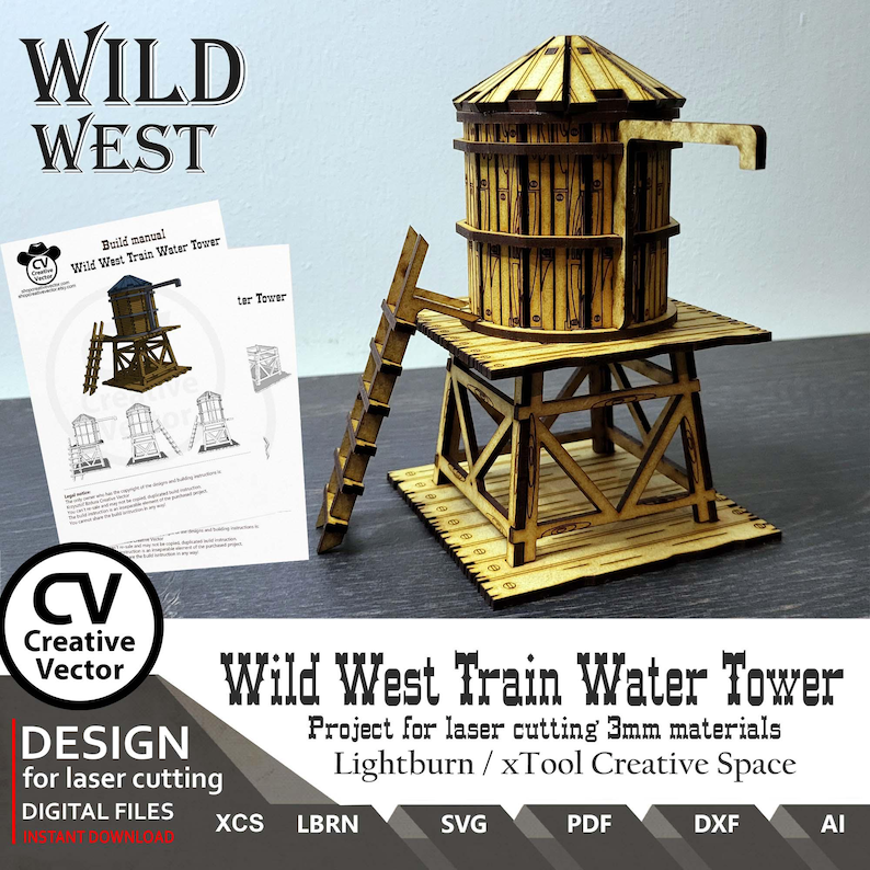 Wild West Train Water Tower Files for Laser Cut: 28mm Scale (digital ...