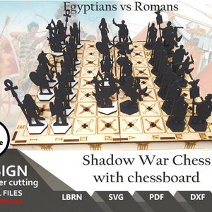 Shadow War Chess with Chessboard Files for laser cut (SVG, XCS,DXF)