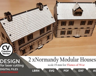 Modular House Laser Cut Files: Wargame Scenery, 1/87 & 1/72 Scale (Digital Download)