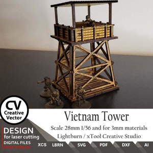 Files for laser cut Pacific Tower: 28mm Vietnam Diorama (Digital Download)