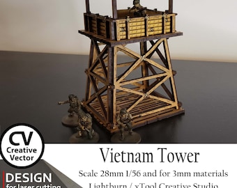Files for laser cut Pacific Tower: 28mm Vietnam Diorama (Digital Download)