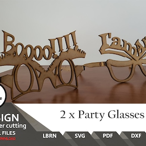 2x Projects Party Fun Glasses  | SVG | LBRN | DXF | Ai | Party Glasses, 3D | New Year | Lightburn | Easy to laser cut |  Party