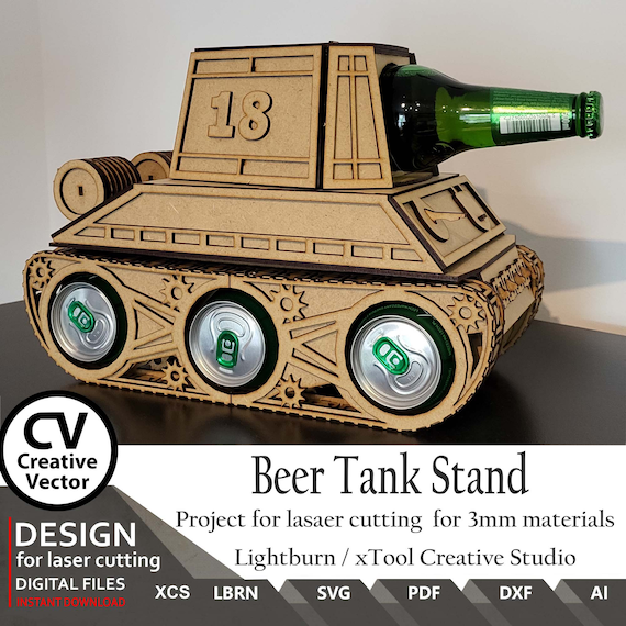 Files for Laser Cut Beer Tank Rack SVG: Beer Holder, Birthday Gift