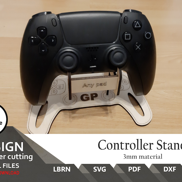 Controller Stand | SVG | DXF | Ai | Lightburn | Easy to laser cut | Art svg | Patterns svg | pad svg | Games svg | Console | Files svg | PS5