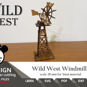 Wild West Windmill Files for laser cut : 28-34mm Scale (SVG, DXF, LBRN)