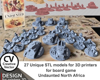 Undaunted North Africa Units for 3D Printing 27 STL FILES for game board Digital Download