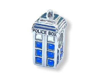 Time Travel Police Box Charm with stones