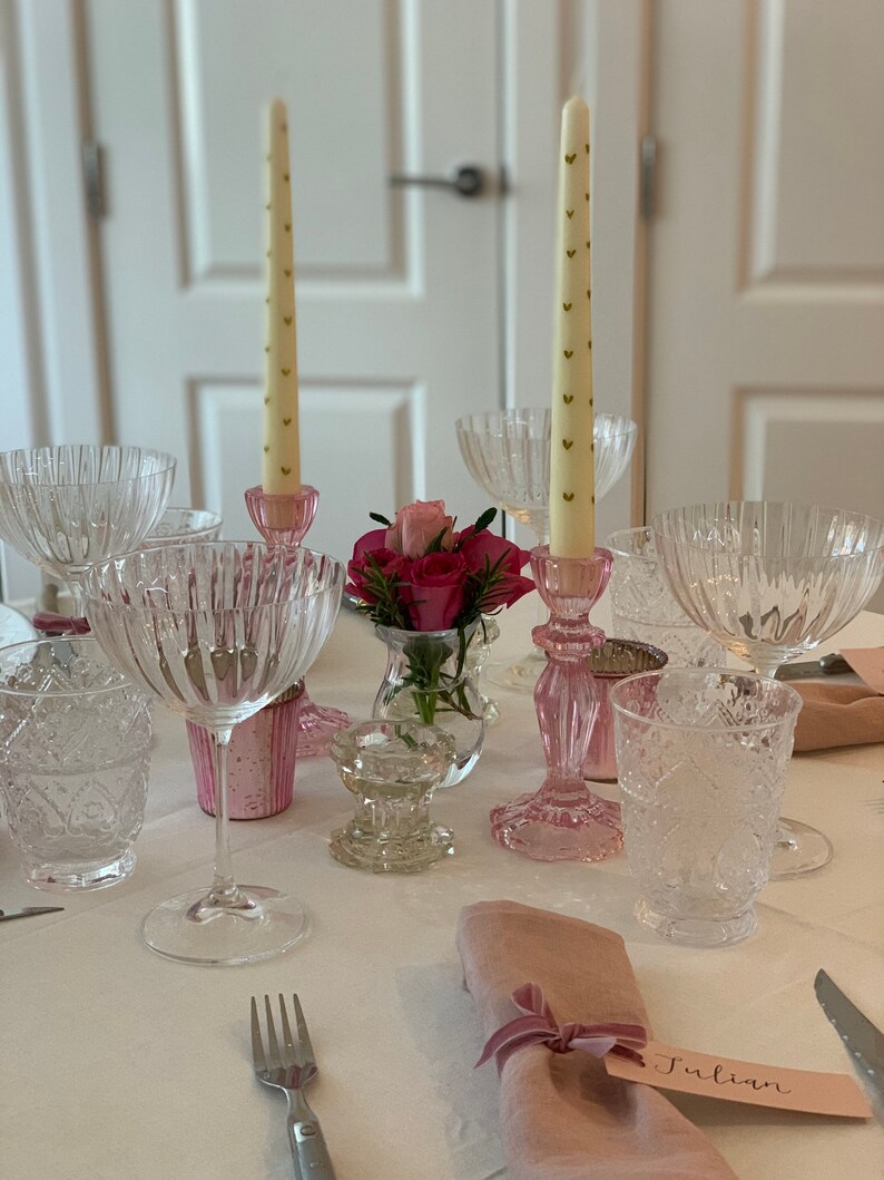 Hand Painted Gold Heart Taper Candles Etsy