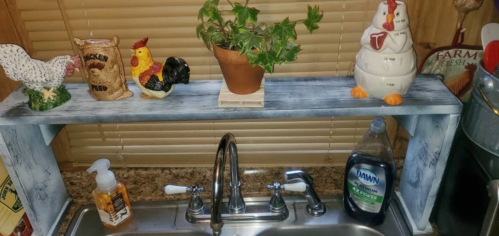 Sink Shelf Wood Kitchen Shelf Kitchen Organizer Over Etsy