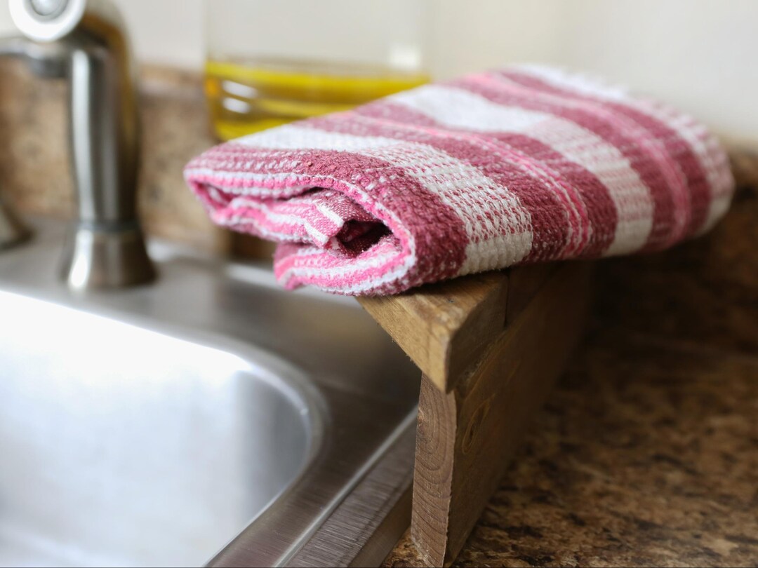 Kitchen Wooden Riser Sink Corner Shelf Soap Tray Plant Stand Small