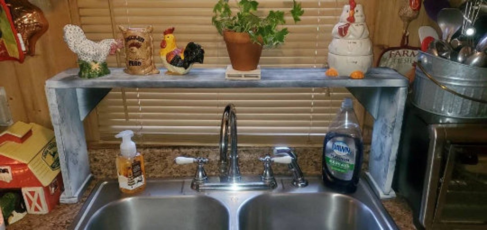 Sink Shelf Wood Kitchen Shelf Kitchen Organizer Over Etsy