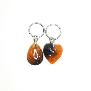 Handmade Black and Orange Halloween Glitter Charms for a Collar or Other Accessory – Small (2 Pack)