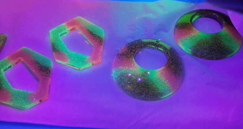 Abstract Neon Glitter Resin Dangle Earrings