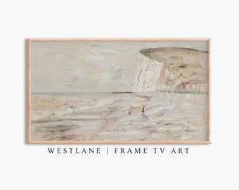 Samsung Frame TV-Kunst | Neutrales gedämpftes Sommergemälde an der Küste | Herunterladbares DIGITAL-TV226