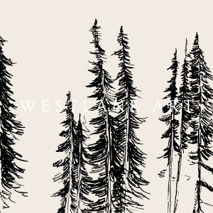 Samsung Frame TV Art Neutral Minimalist Forest Sketch Rustic - Etsy