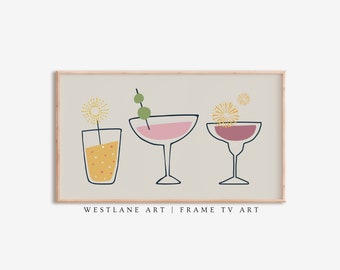 New Years Eve Party Frame TV Art | Mid Century Modern Celebrate Drink Art DIGITAL Download TVH19