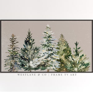 Samsung Frame TV Art Country Christmas Tree Winter Holiday Painting | DIGITAL TV File