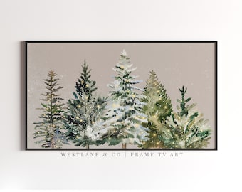Samsung Frame TV Art Country Christmas Tree Winter Holiday Painting | DIGITAL TV File
