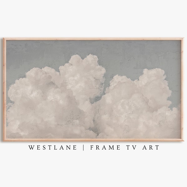 Samsung Frame TV Art Soft Blue Cloud Painting | Country Farmhouse Decor | DIGITAL TV Download TV87