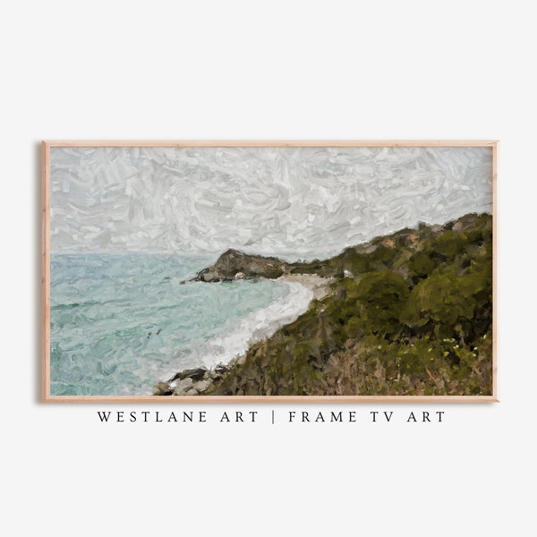 Coastal Seaside FRAME TV Art | Summer Ocean Painting Art DIGITAL Download Instant Decor | Westlane Art TV309