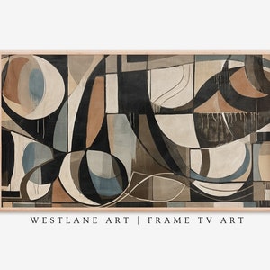 Brown Abstract Mid Century Modern Samsung Frame TV ART Living Room Decor DIGITAL Download TV358 image 1