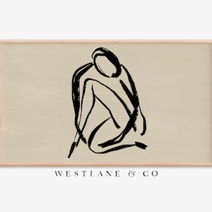 Samsung TV Frame Female Abstract Sketch | Woman Drawing | Neutral DIGITAL TV Art