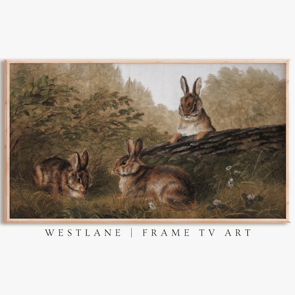 Samsung Frame TV Art Vintage Bunny Painting | Easter TV Art | DIGITAL Download