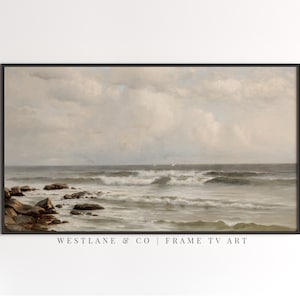 Frame TV Art Vintage Seascape Coastal Painting | Ocean Waves Art | DIGITAL File