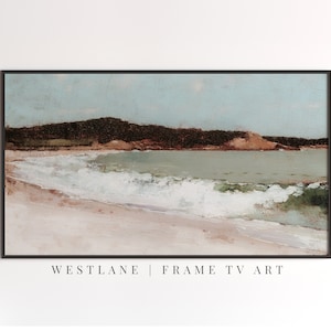 Samsung Frame TV Art Vintage Beach Painting | Seaside Coastal | DIGITAL TV Download | 57